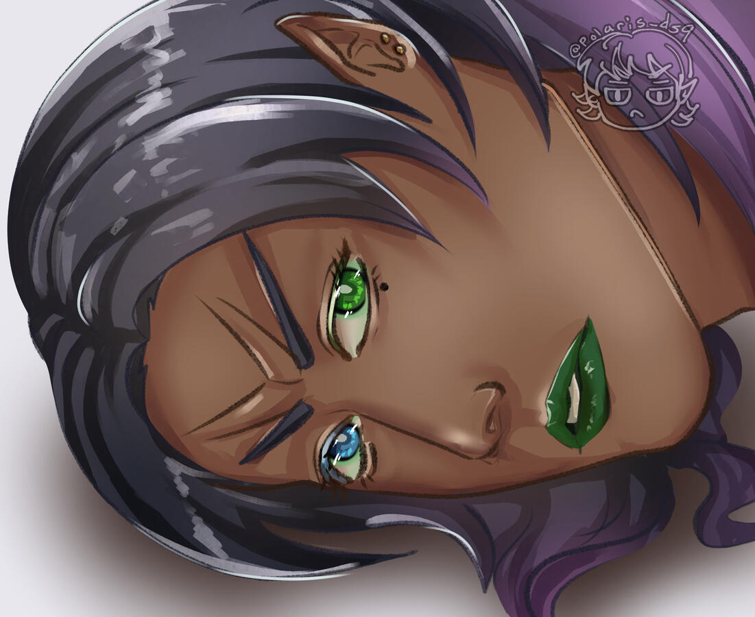 Semi-realistic, headshot + simple background