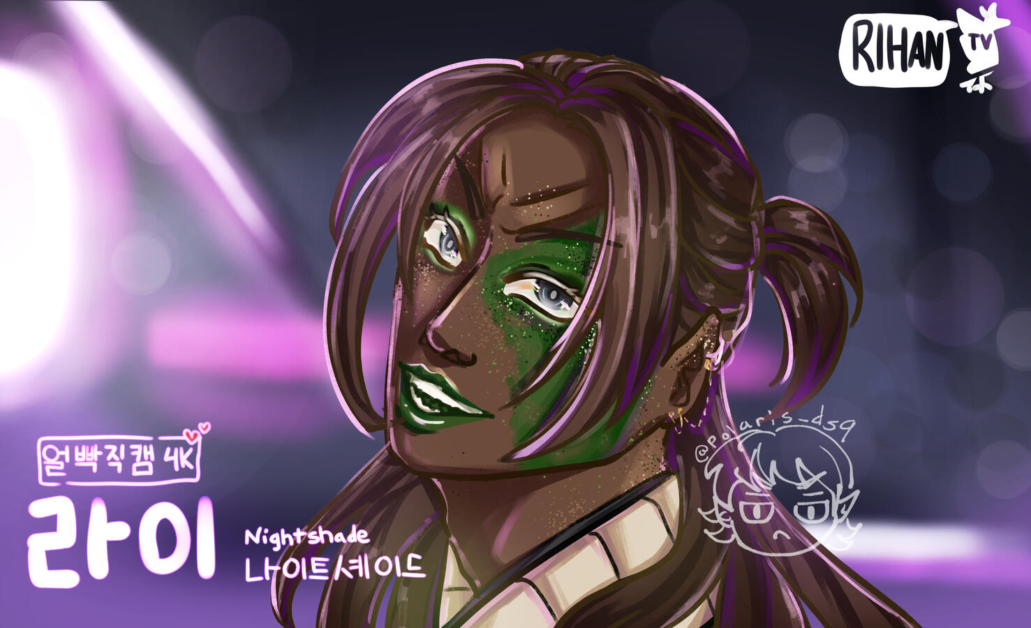 Semi-realistic, headshot + hand drawn background