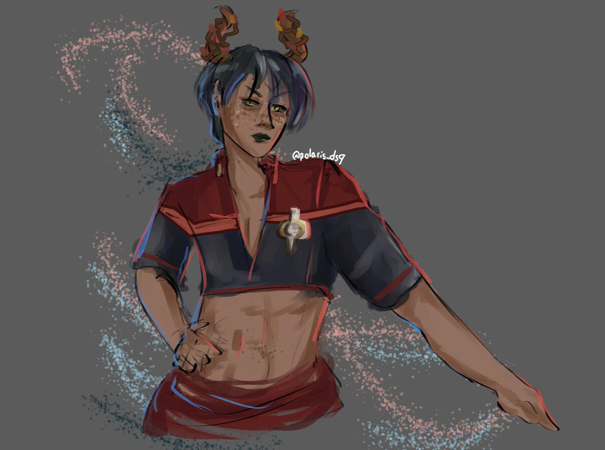 Coloured sketch, torso + free background