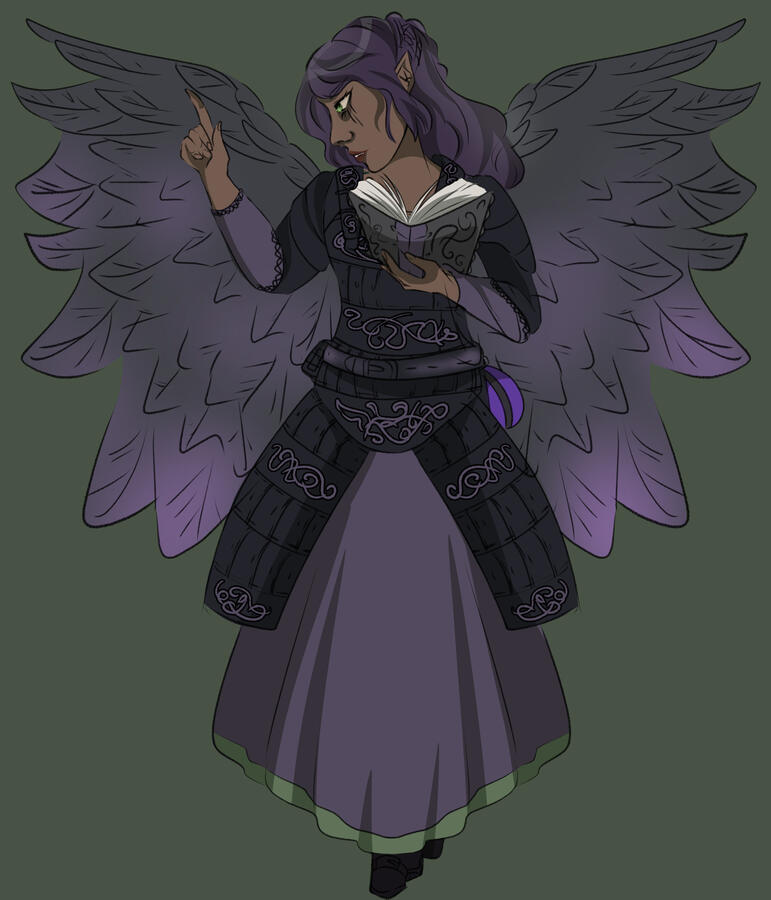 Coloured sketch, full body + free background