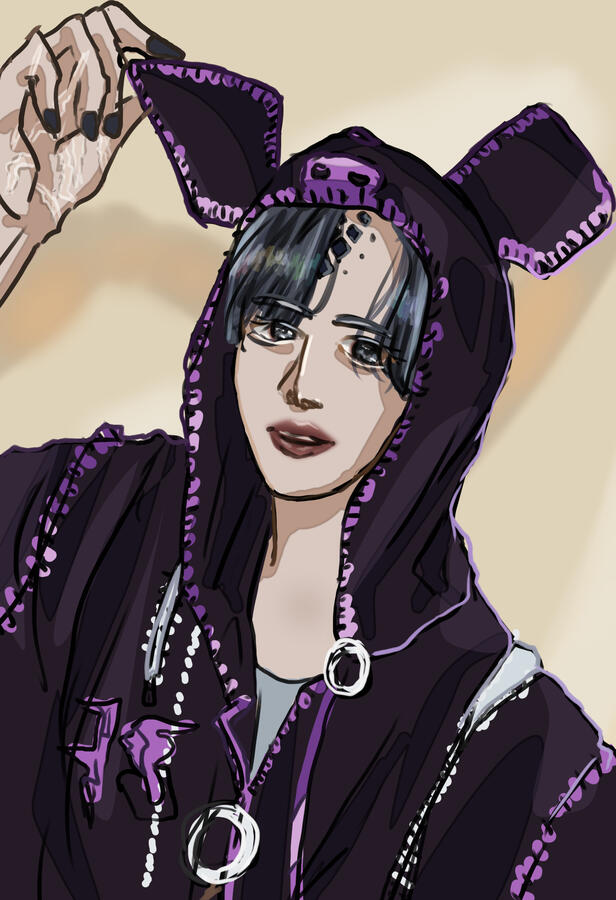 Coloured sketch, headshot